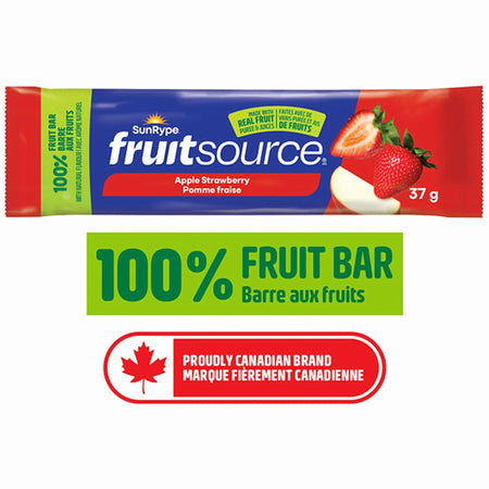 SunRype FruitSource Apple Strawberry Fruit Bar 37g gluten-free vegan Canadian snack