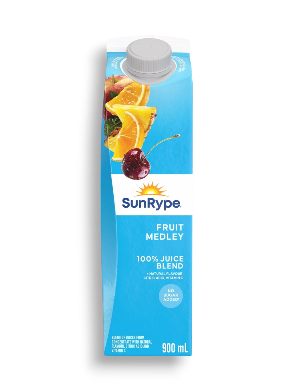 SunRype Fruit Juice, Fruit Medley, 900ml/30.4 fl. oz. Carton, front of carton