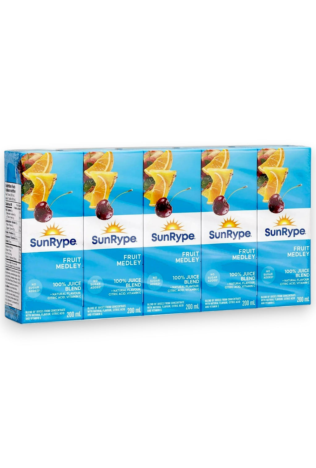 SunRype Fruit Medley Juice Boxes Perfect for On-The-Go, 5x200ml, 1L/33.8 fl. oz. - Front Of Pack