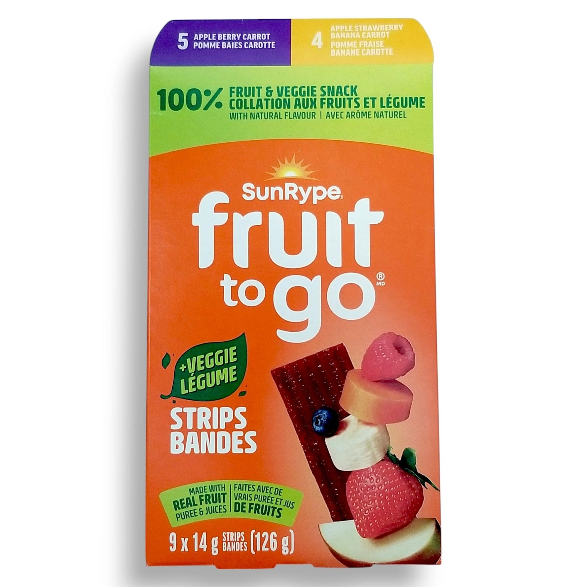 SunRype Fruit to Go +Veggie Strips Apple Berry & Strawberry 9x14g