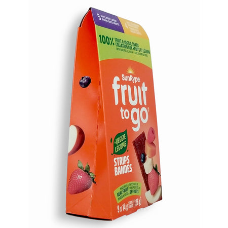SunRype Fruit to Go +Veggie Strips 9x14g right side view