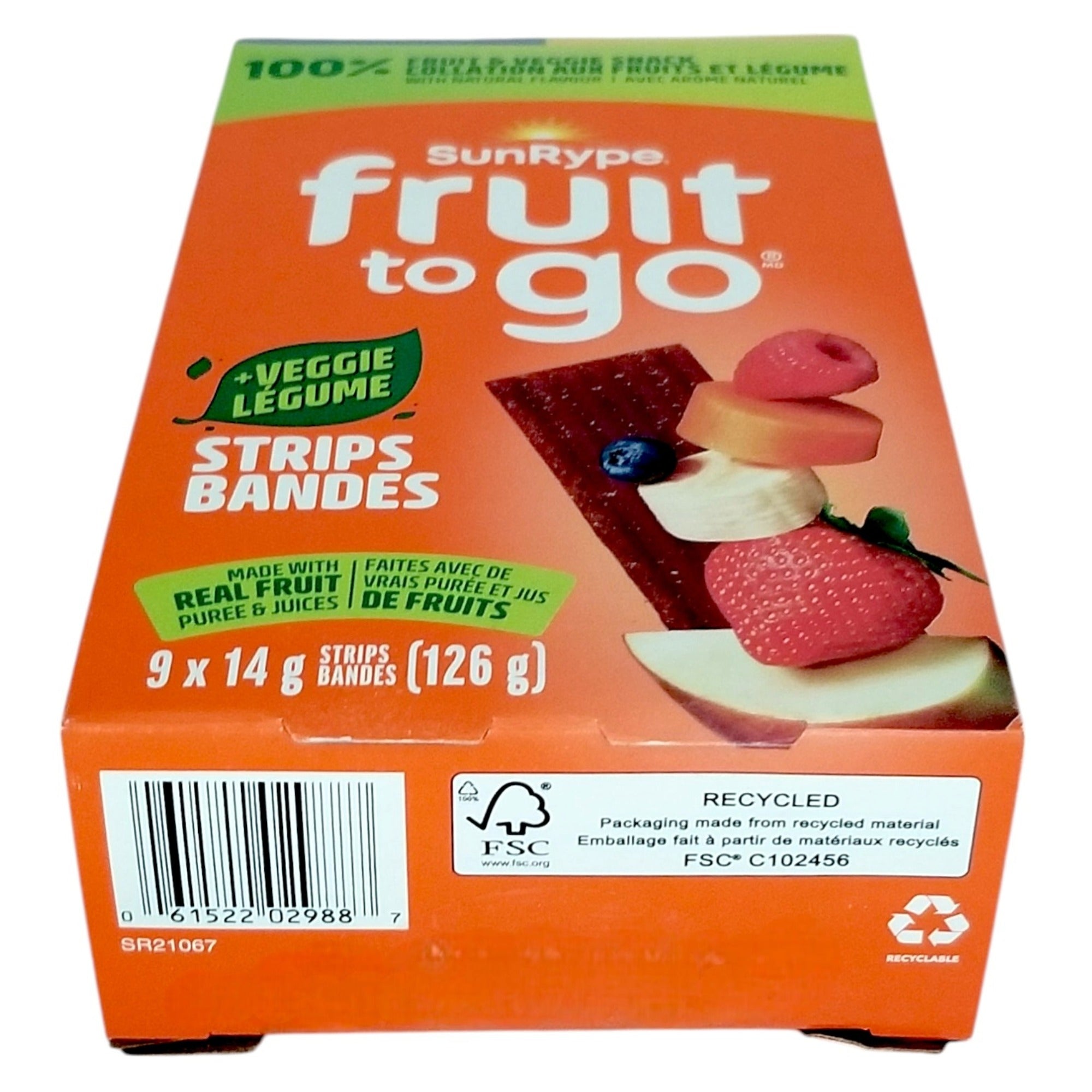 SunRype Fruit to Go +Veggie Strips Apple Berry & Strawberry 9x14g