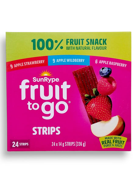 SunRype Fruit to Go Fruit Bars, 3 Flavors, 24x14g/0.5 oz. Bars, 336g/12 oz - Front