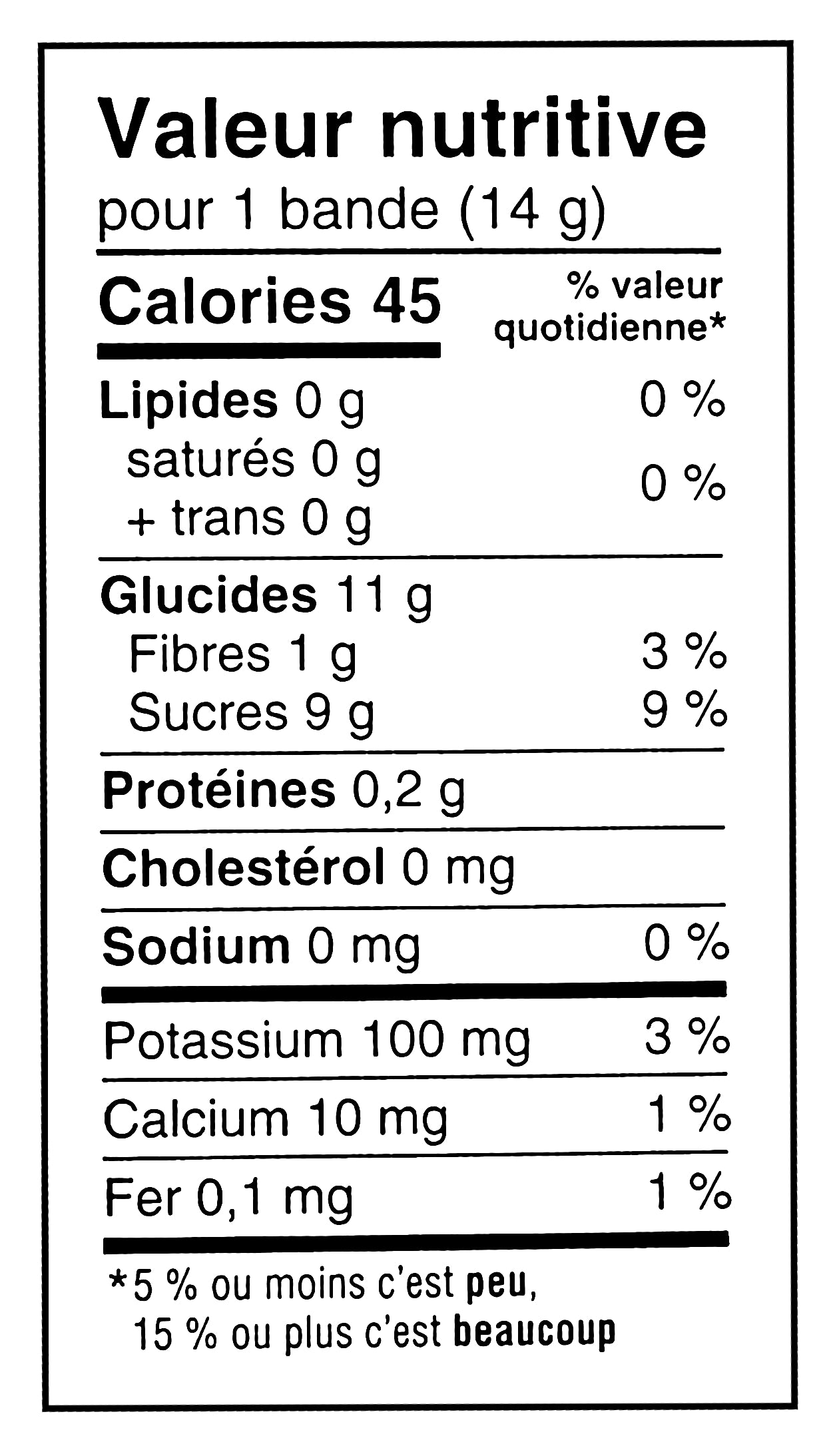 SunRype Fruit to Go Fruit Bars, 3 Flavors, 24x14g/0.5 oz. Bars, 336g/12 oz. - Nutrition Facts Label French