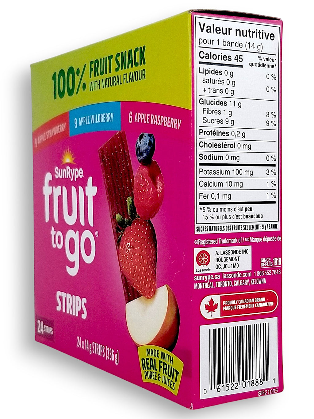 SunRype Fruit to Go Fruit Bars, 3 Flavors, 24x14g/0.5 oz. Bars, 336g/12 oz. - Angle