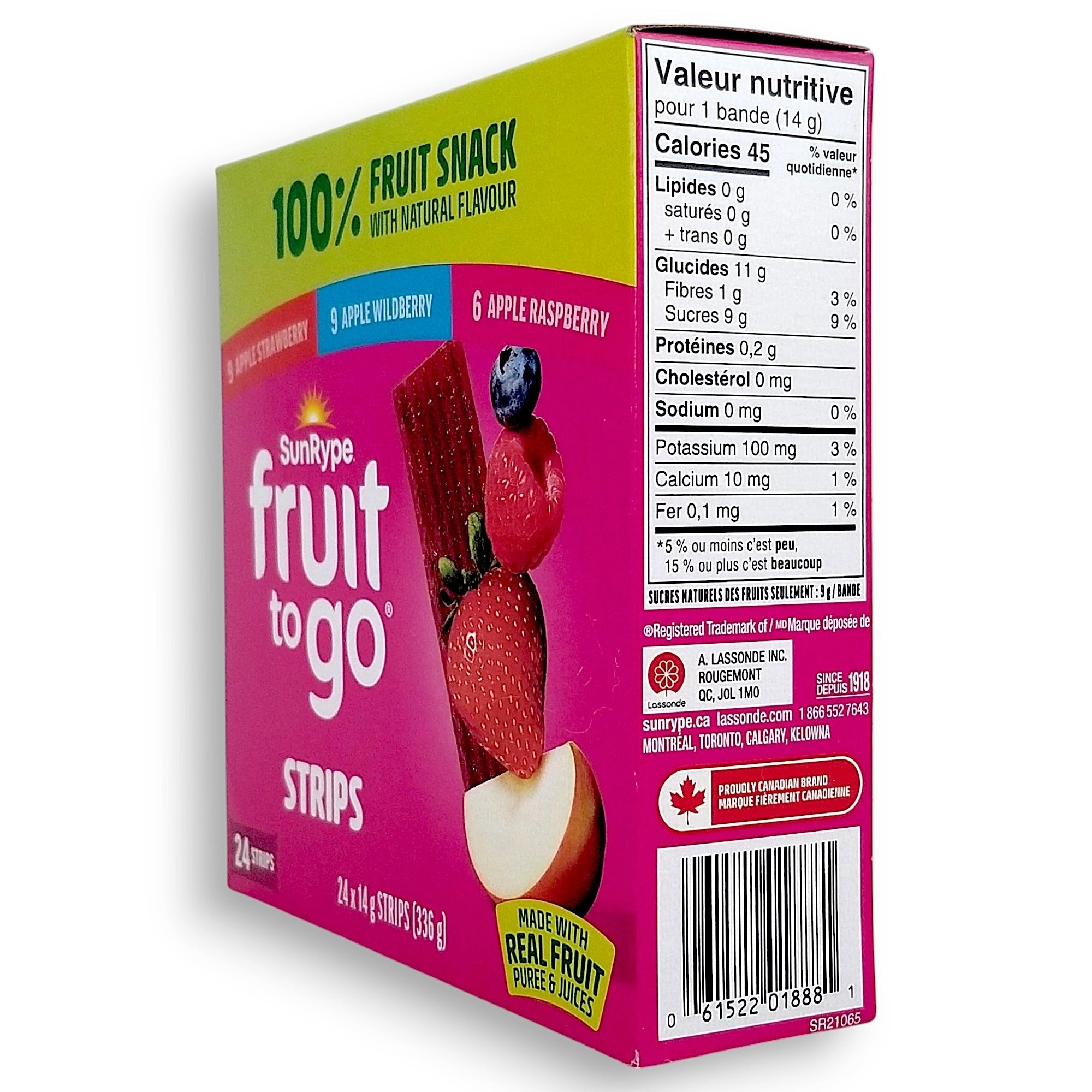 SunRype Fruit to Go Strips 3 Flavors Apple Strawberry Wildberry 24x14g