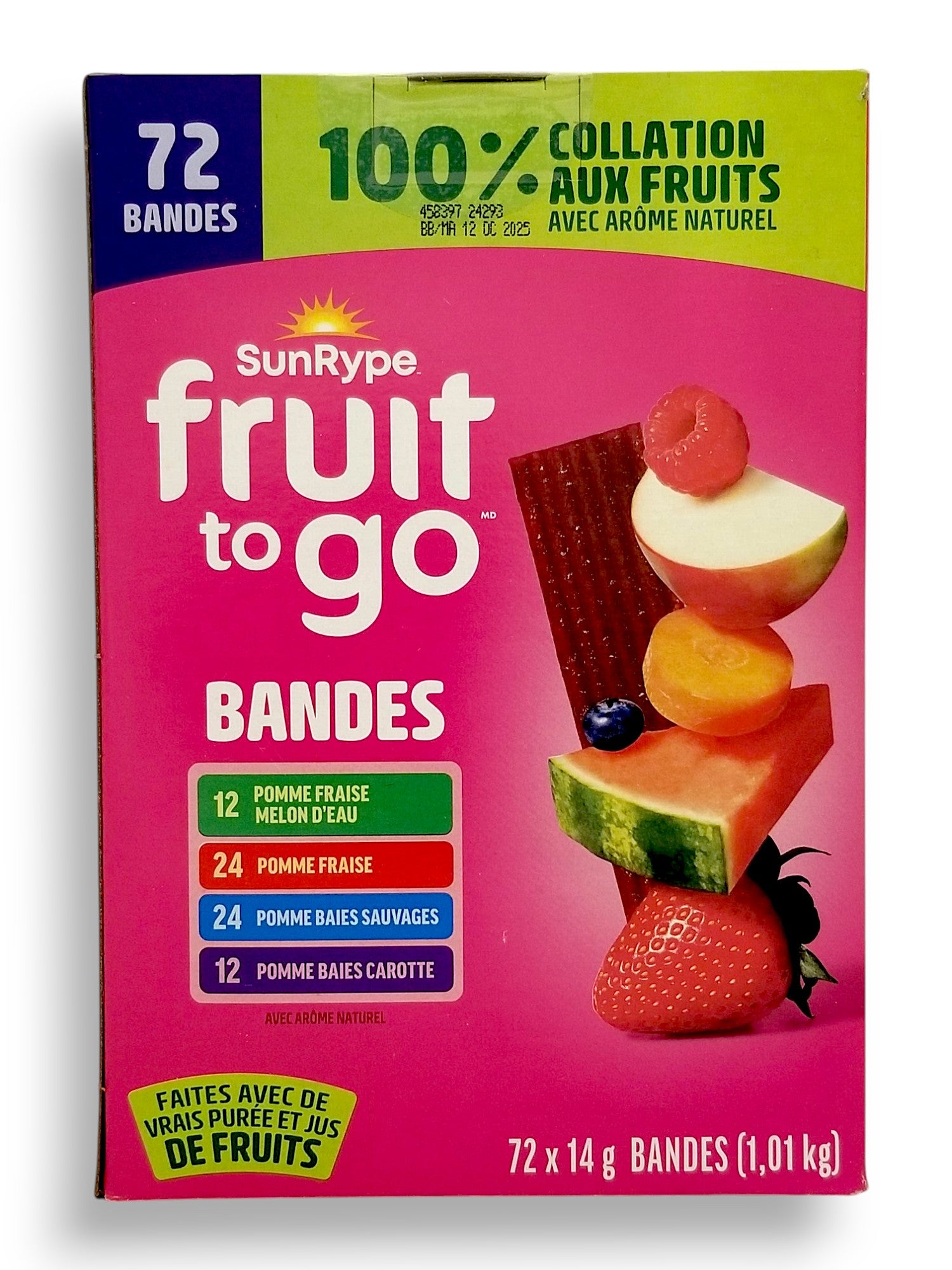 SunRype Fruit to Go Snack - Variety Pack of 72 - Back