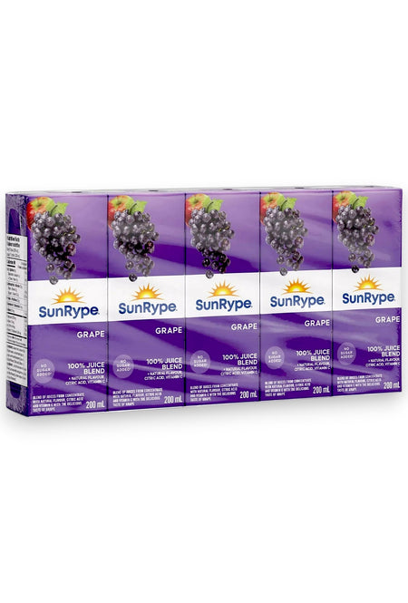 SunRype Grape Juice Boxes Perfect For On-The-Go, 5x200ml/33.8 fl. oz. - Front Of Pack