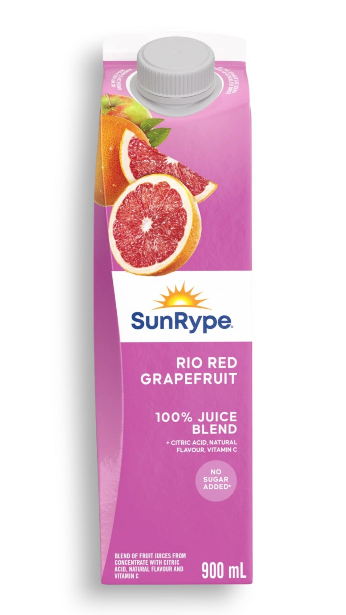 SunRype Fruit Juice, Rio Red Grapefruit, 900ml/30.4 fl. oz. Carton, front of carton