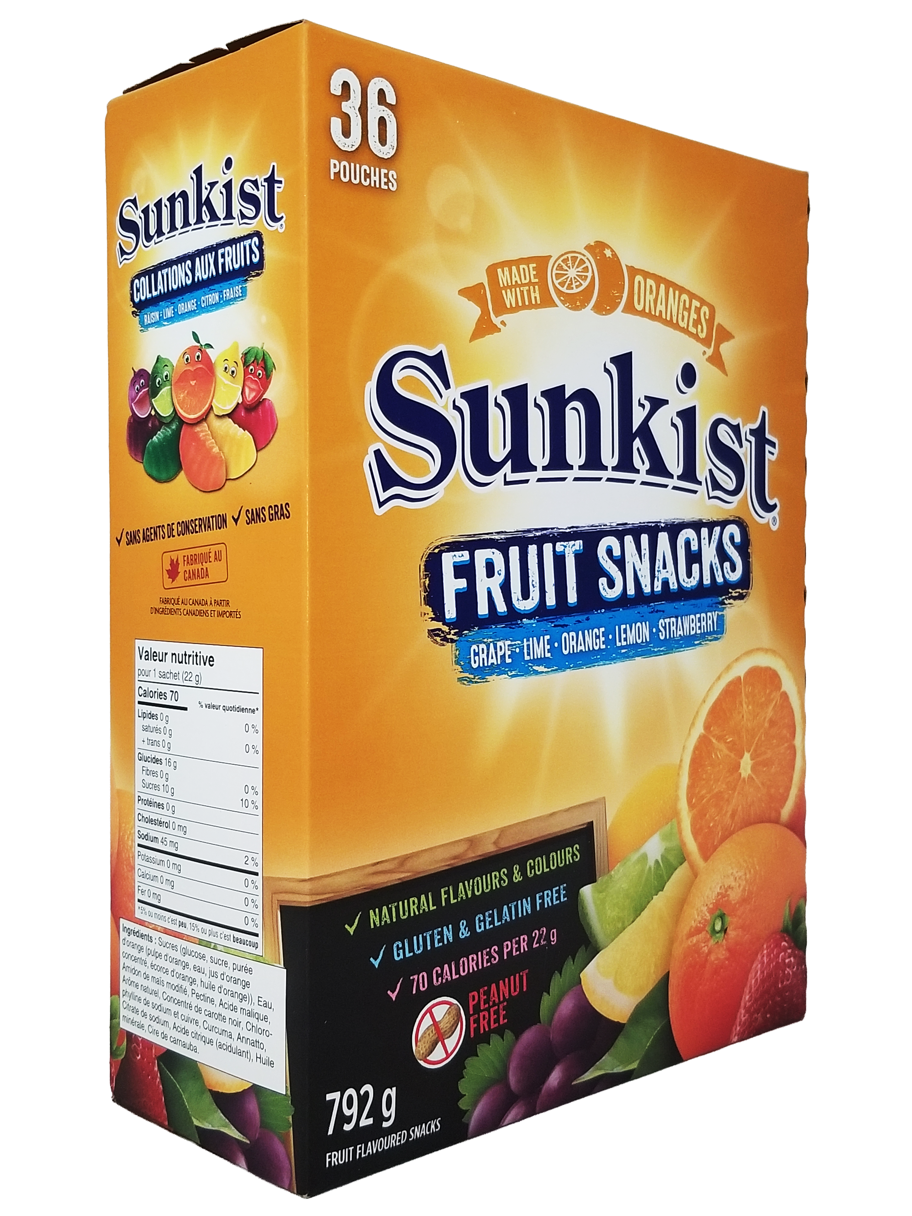 Box of Sunkist fruit snacks with colorful packaging