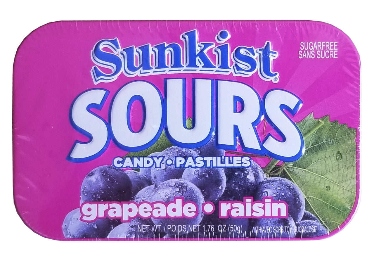 Sunkist Grapeade Sugar Free Sour Candies, 50g/1.76 oz. Travel Box, {Imported from Canada}