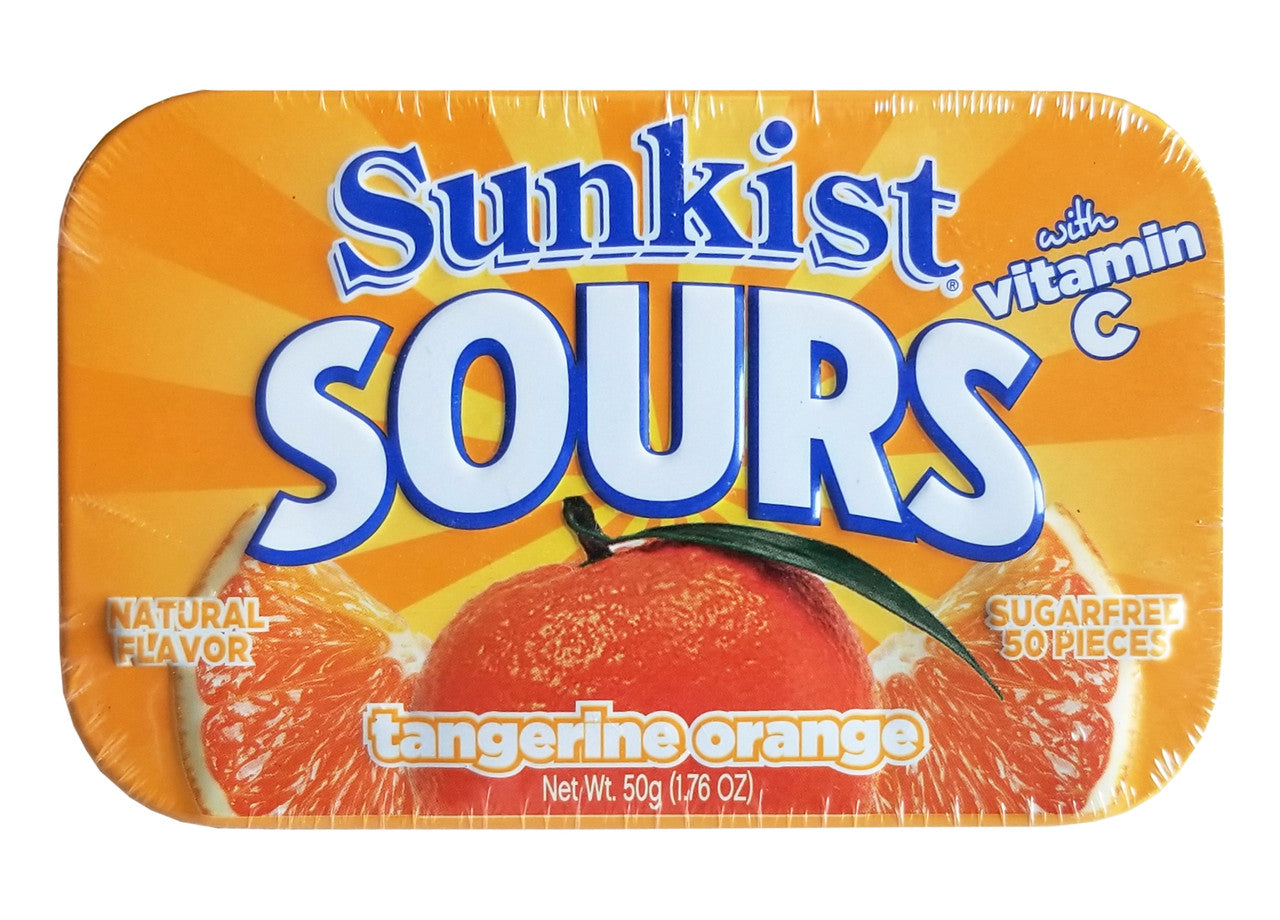 Sunkist Tangerine Orange Sugar Free Sour Candies, 50g/1.76 oz. Travel Box, {Imported from Canada}