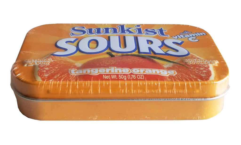 Sunkist Tangerine Orange Sugar Free Sour Candies, 50g/1.76 oz. Travel Box, {Imported from Canada}