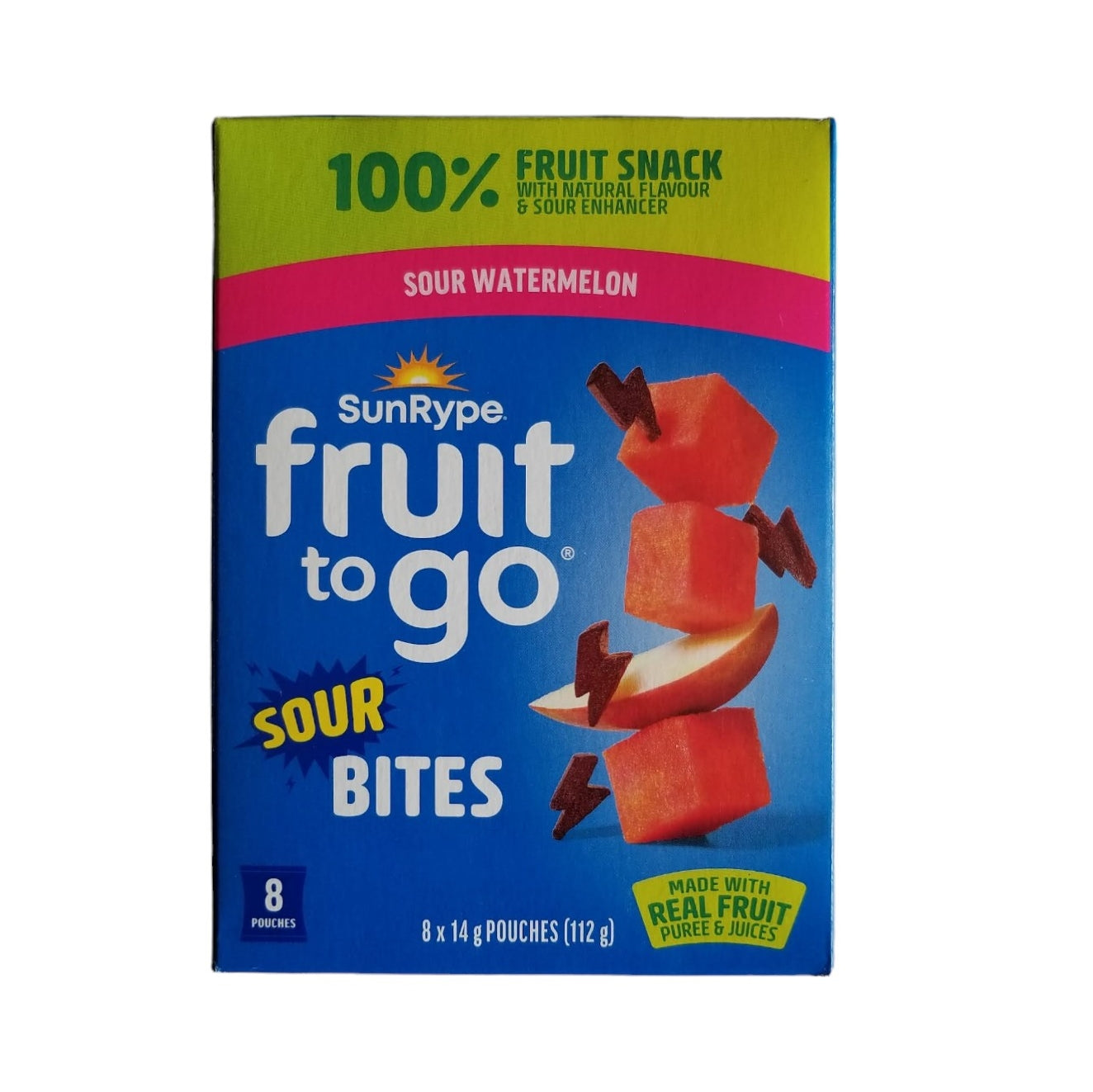 SunRype Fruit to Go Sour Bites, Sour Watermelon, 8 pouches x 14g, 112g/4 oz. Box
