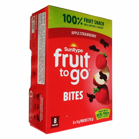 SunRype Fruit to Go Bites Canadian Animal Shapes Apple Strawberry 8x14g front angle view