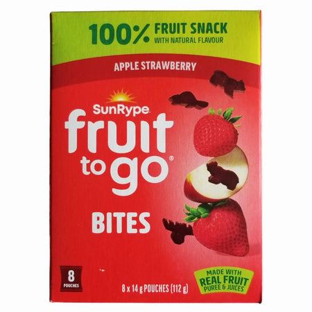 SunRype Fruit to Go Bites Canadian Animal Shapes Apple Strawberry 8x14g front view