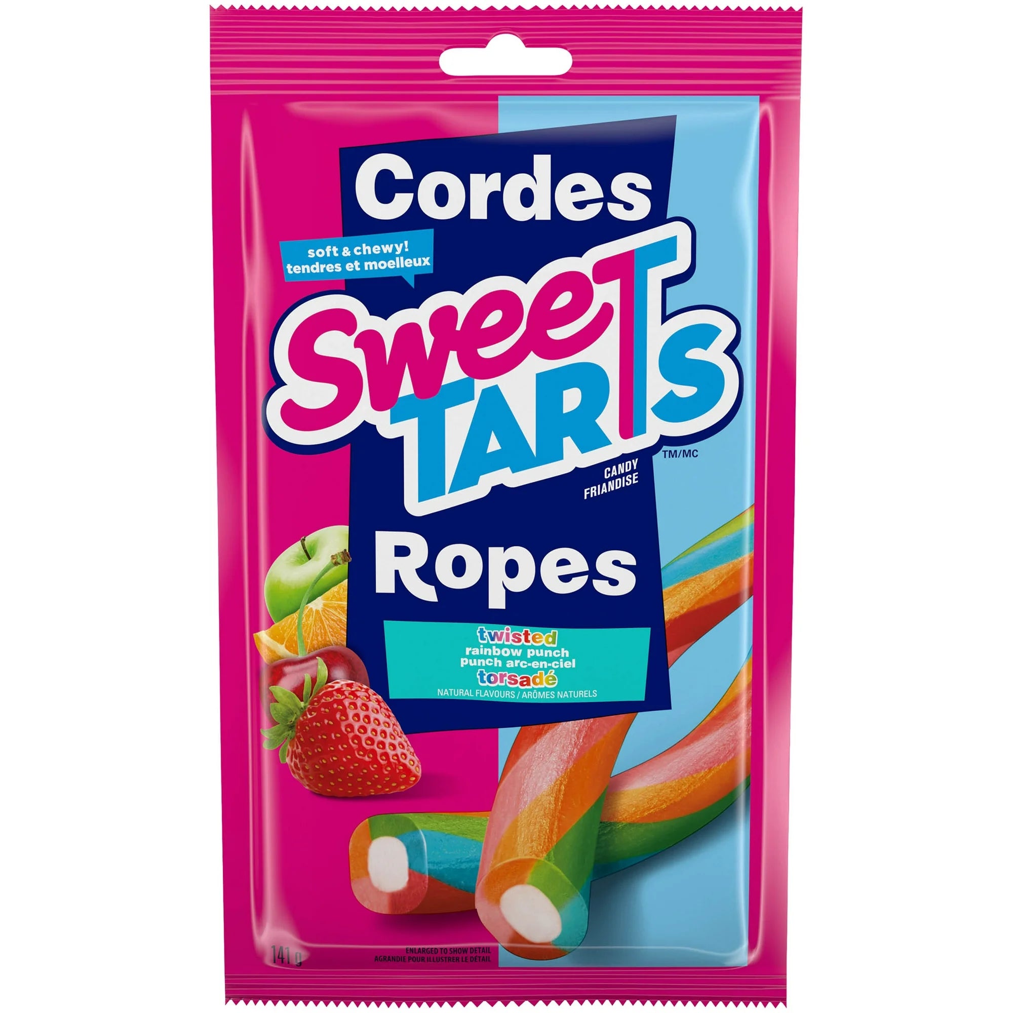 SweeTarts Twisted Rainbow Punch Ropes, 141g/5 oz. Bag - Front Of Package