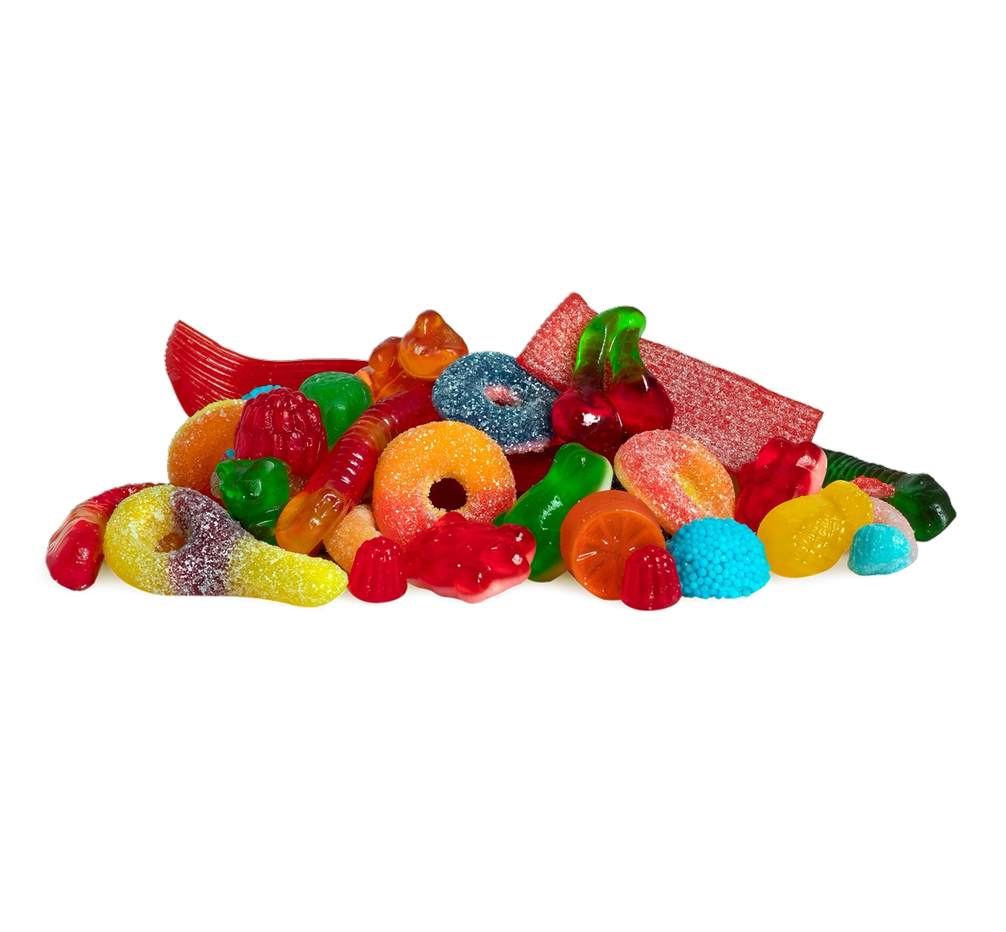 Mondoux Sweet Sixteen assorted gummies — Swedish berries, peach rings, gummy worms