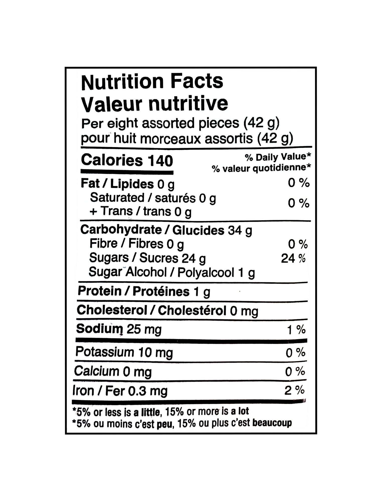 Mondoux Sweet Sixteen Gummy Candy 185 g nutrition facts panel