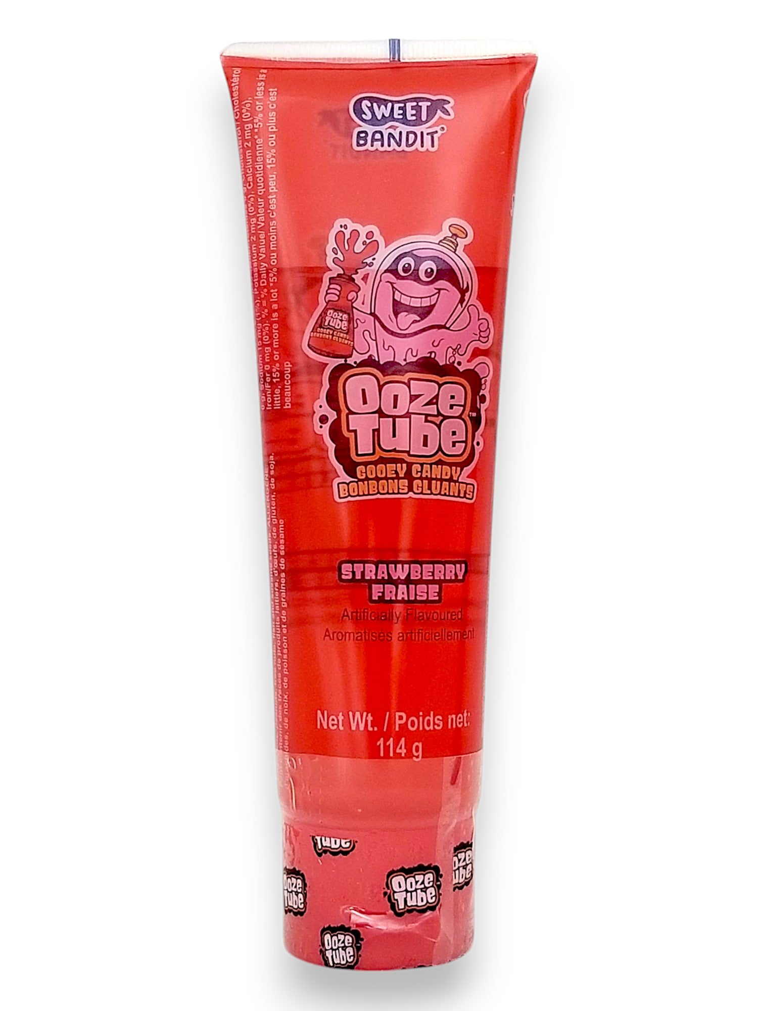 Sweet Bandit Ooze Tube Liquid Candy, One Tube 114g/4 oz. - Front of Strawberry Flavored Tube