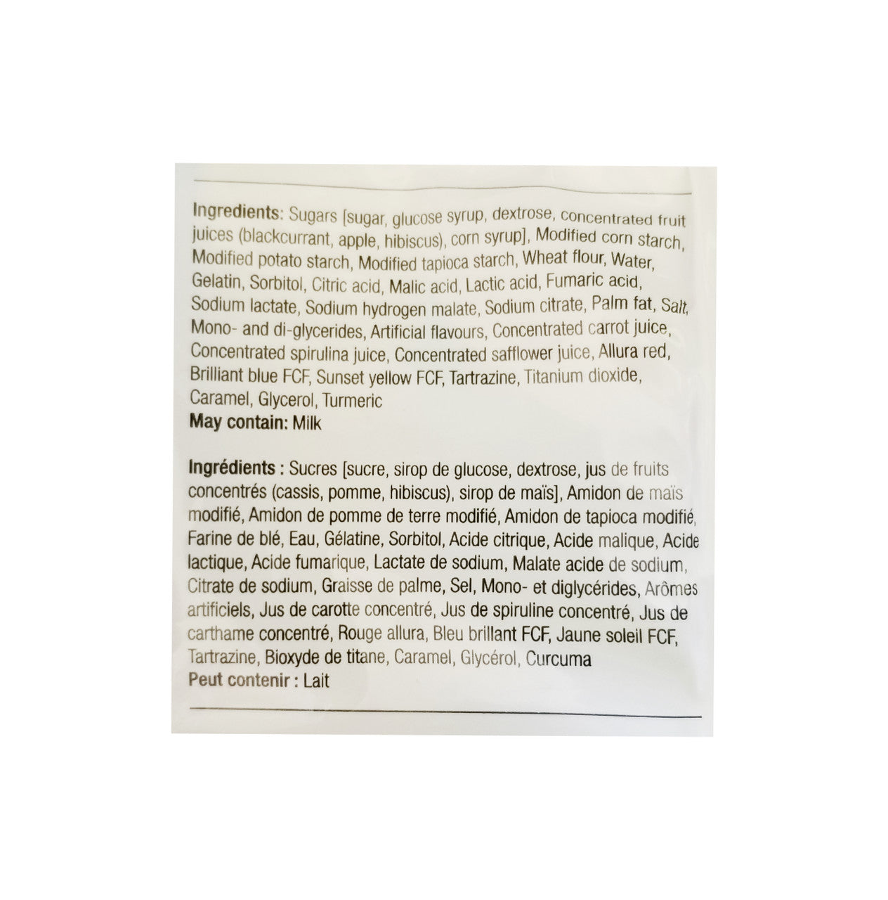 Mondoux Sweet Sixteen, Sweet and sour Gummies, 400g, ingredients label.