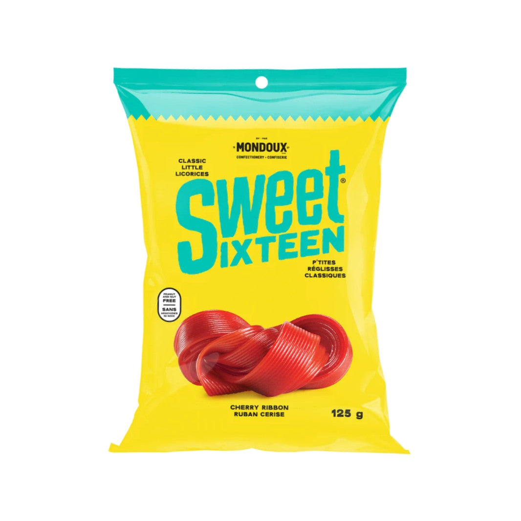 Mondoux Sweet Sixteen Cherry  Ribbon Licorice Gummy, 125g/4.3 oz., {Imported from Canada}