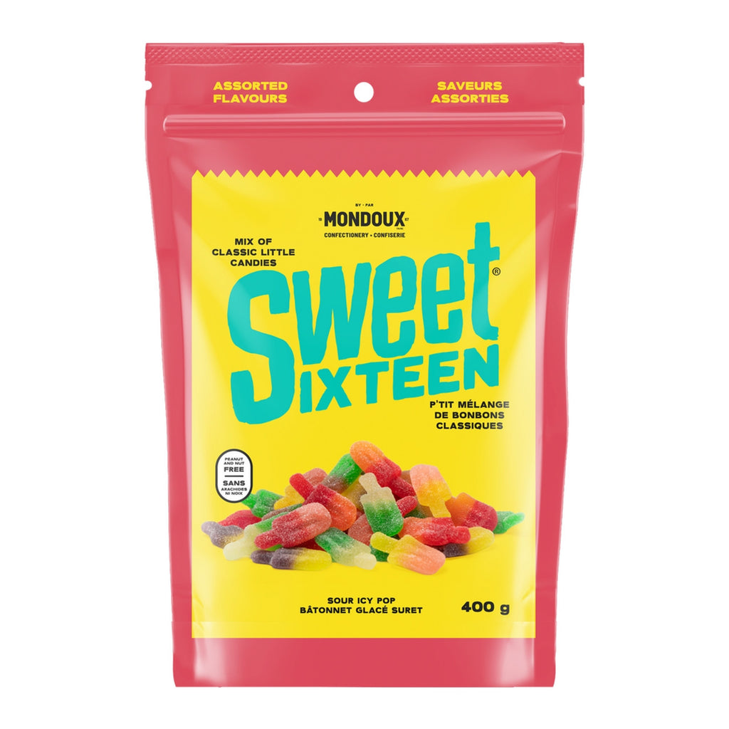 Mondoux Sweet Sixteen Sour Icy Pop Gummy Candies, 400g/14 oz., {Imported from Canada}