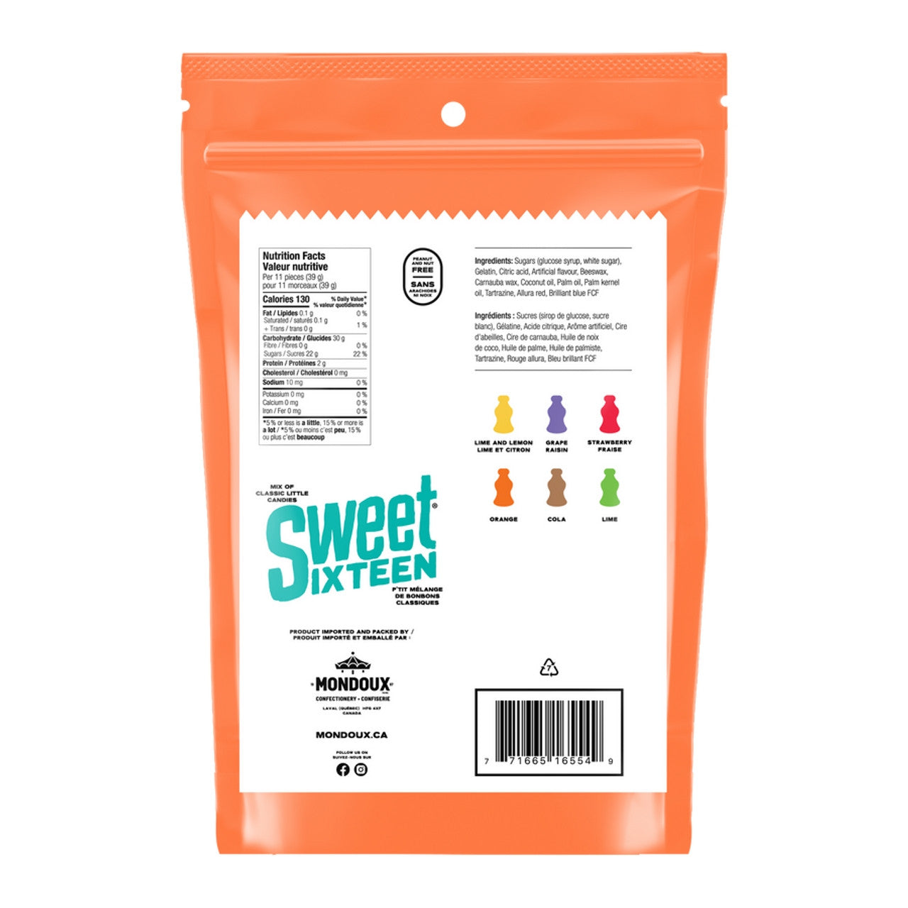 Mondoux Sweet Sixteen Mini Cola Gummy Candies, 400g/14 oz., {Imported from Canada}