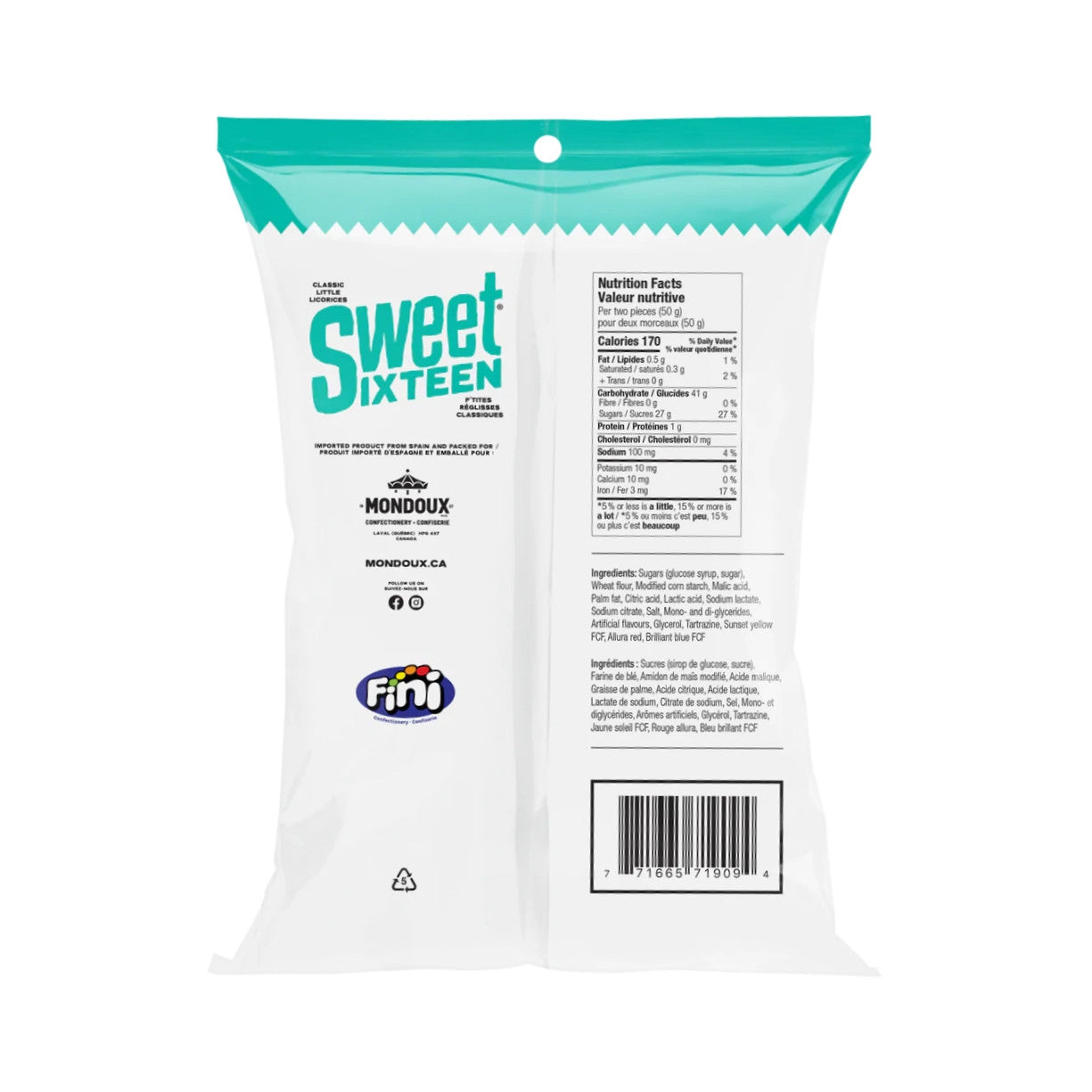 Mondoux Sweet Sixteen Sour Ribbon Licorice Gummy, 125g/4.3 oz., {Imported from Canada}