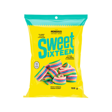 Mondoux Sweet Sixteen Sour Ribbon Licorice Gummy, 125g/4.3 oz., {Imported from Canada}