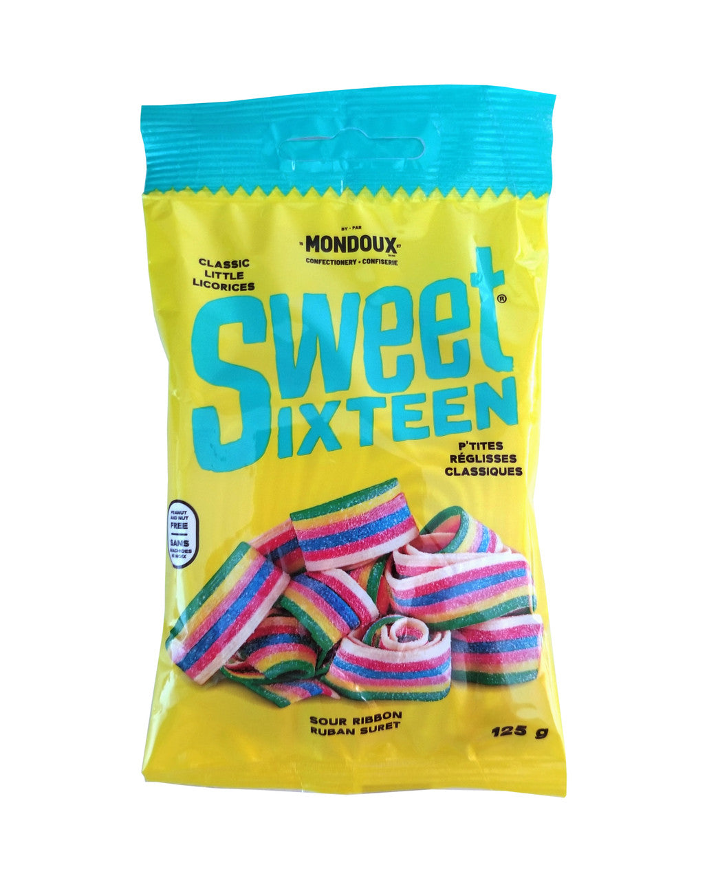 Mondoux Sweet Sixteen Sour Ribbon Licorice Gummy, 125g/4.3 oz., {Imported from Canada}