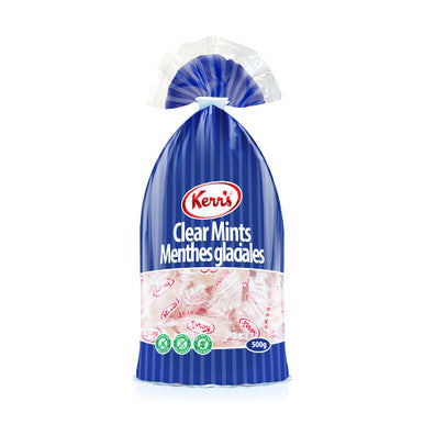 Kerr's Clear Mints 500g/17.6 oz.,  bag  {Imported from Canada}