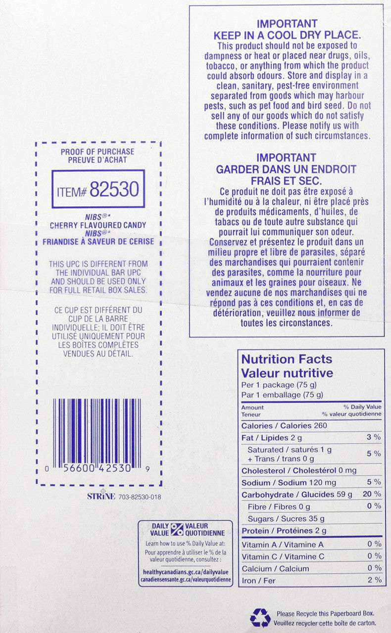  TWIZZLERS Licorice, Cherry Nibs, 24pk/75g/2.6 oz. bag Bottom Side