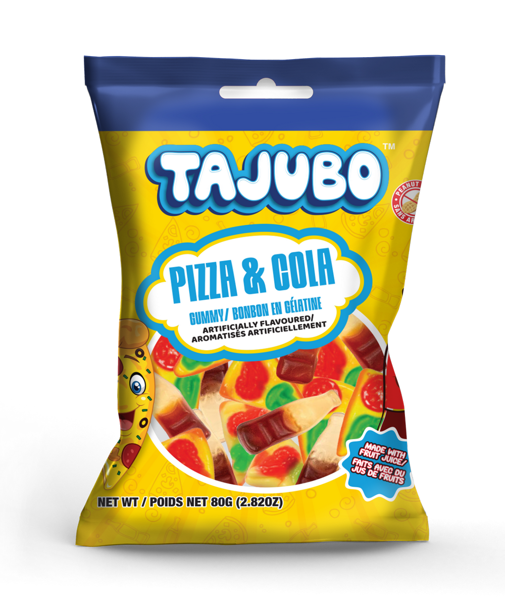 Tajubo Pizza & Cola Gummy, Fruity Flavors, 80g/2.8 oz. Bag