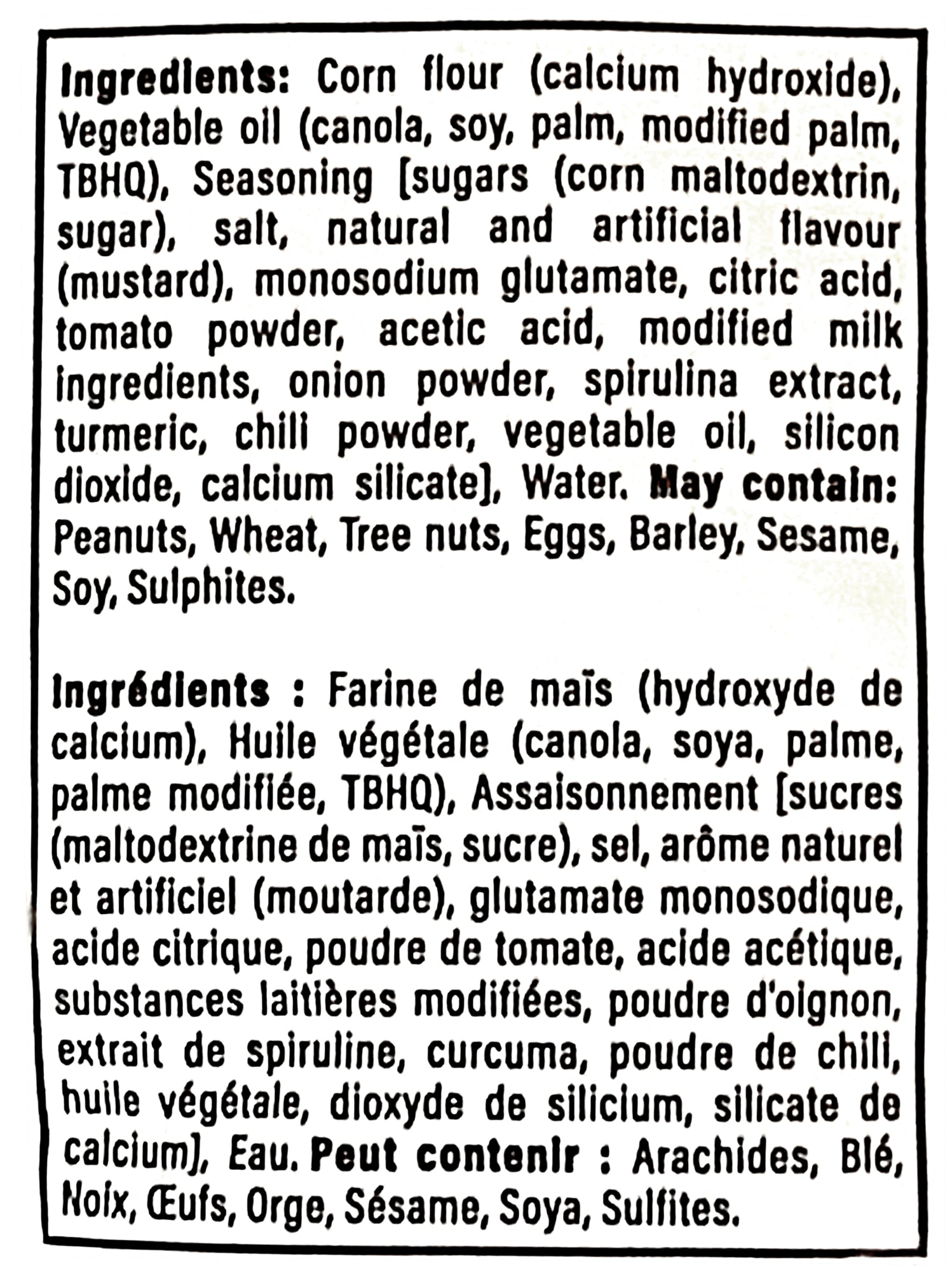 Takis Pickle Punch Rolled Tortilla Chips 260g ingredients list