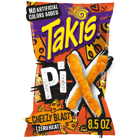 Front of the Takis Pix Cheezy Blast corn snack sticks package, 240 g / 8.5 oz.
