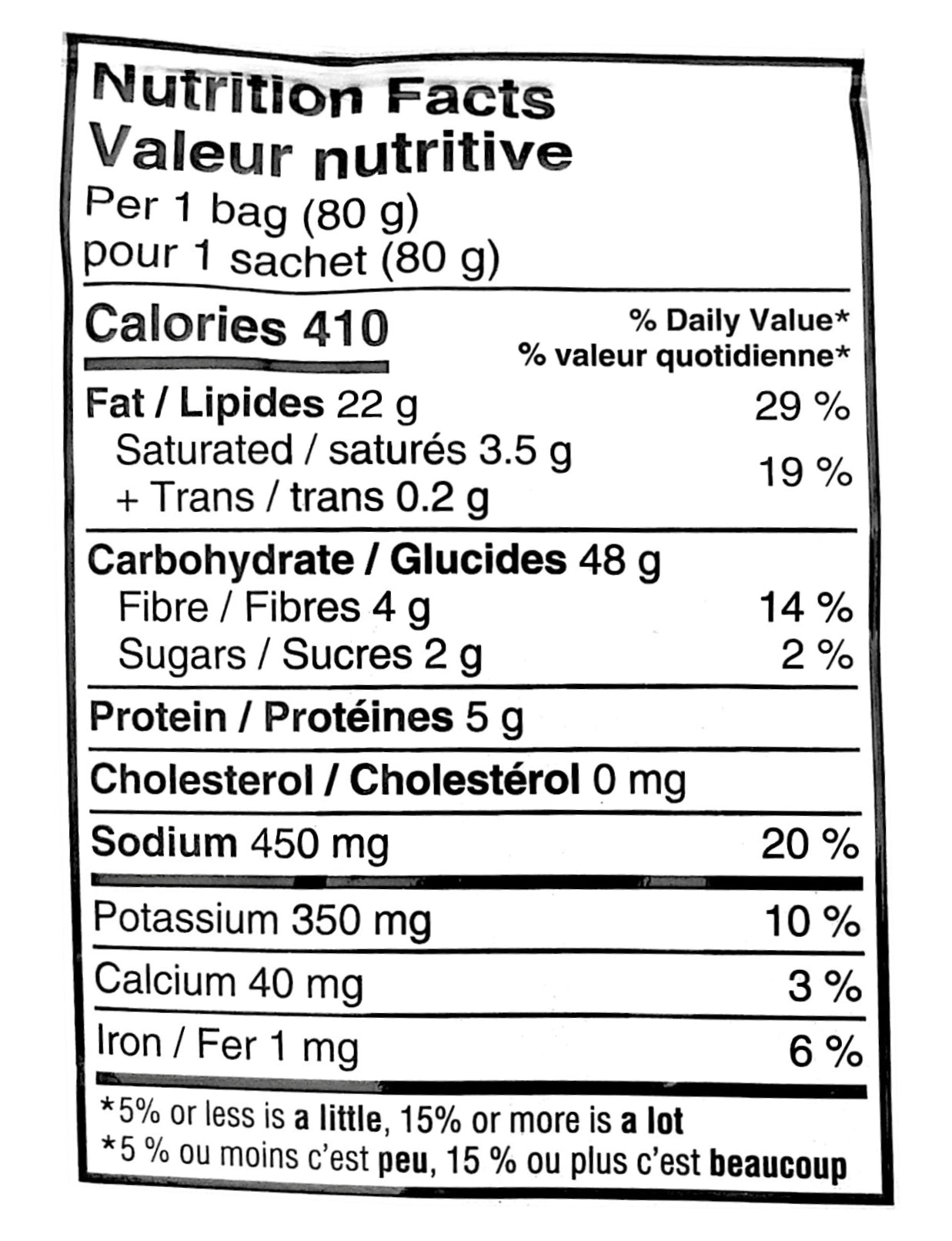 Takis Blue Heat Rolled Tortilla Chips, 80g, nutrition facts label.