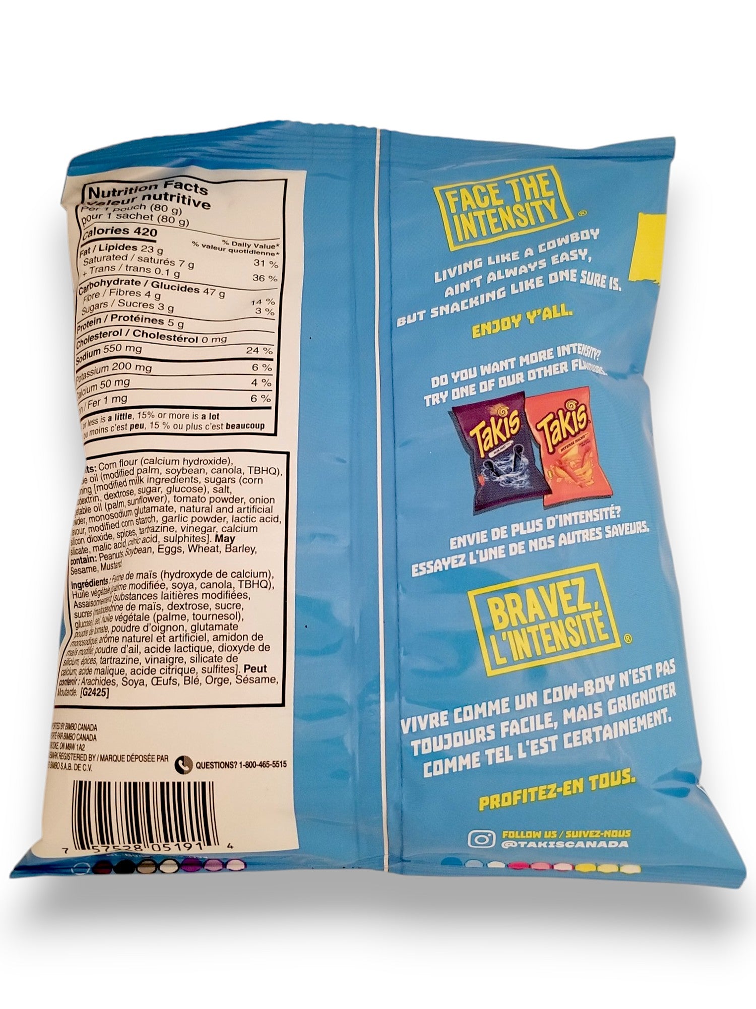 Takis Buckin' Ranch Non-Spicy Rolled Tortilla Chips, 80g/2.8 oz - UPC Of Bag