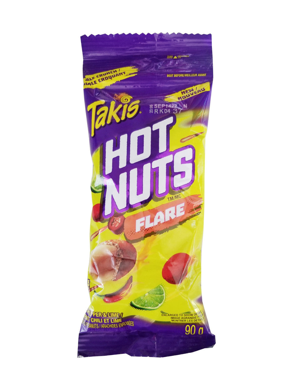 Takis Hot Nuts Flare, Double Crunch, Peanuts 90g/3.15 oz., Bag {Imported from Canada}