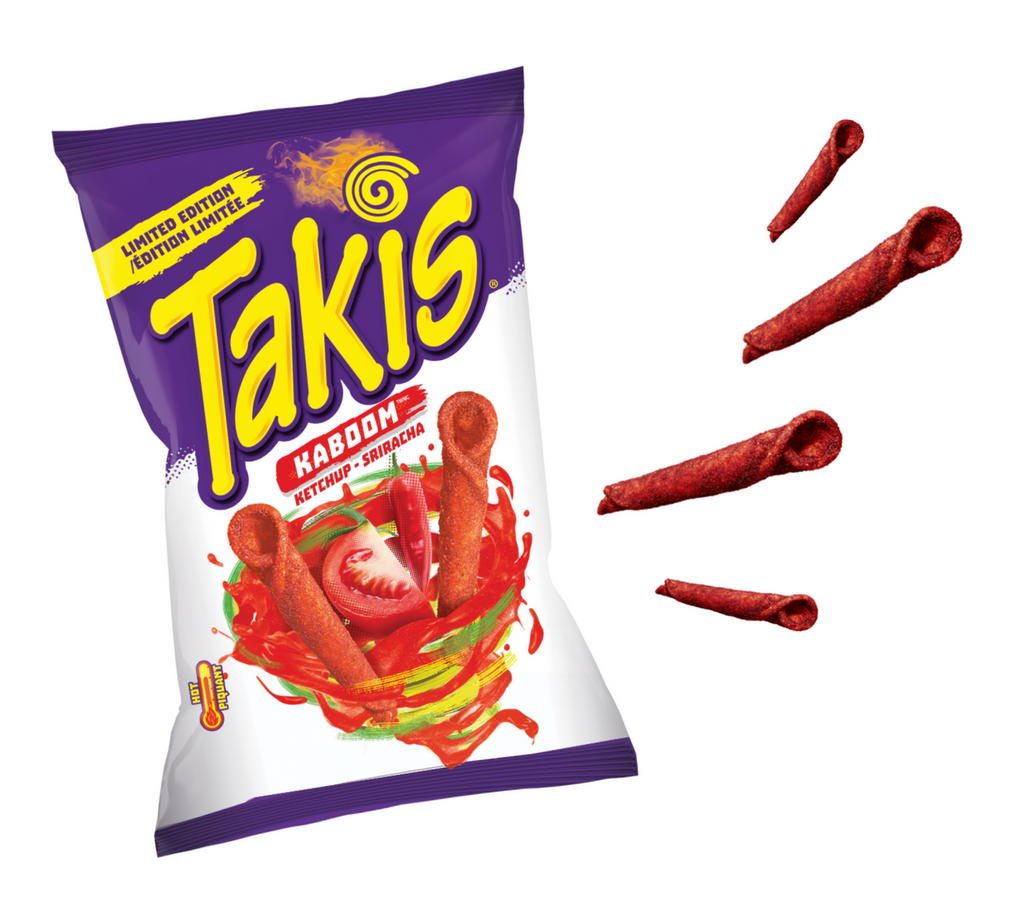 Takis Rolled Tortilla Chips, Kaboom Ketchup Sriracha Flavor, 280g/9.9 oz. {Imported from Canada}