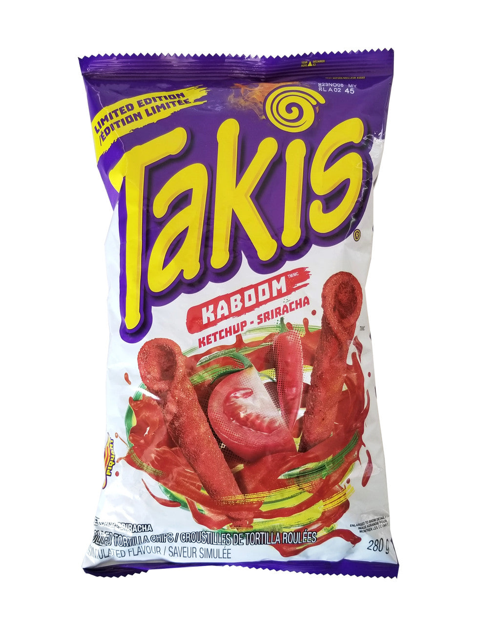 Takis Rolled Tortilla Chips, Kaboom Ketchup Sriracha Flavor, 280g/9.9 oz. {Imported from Canada}