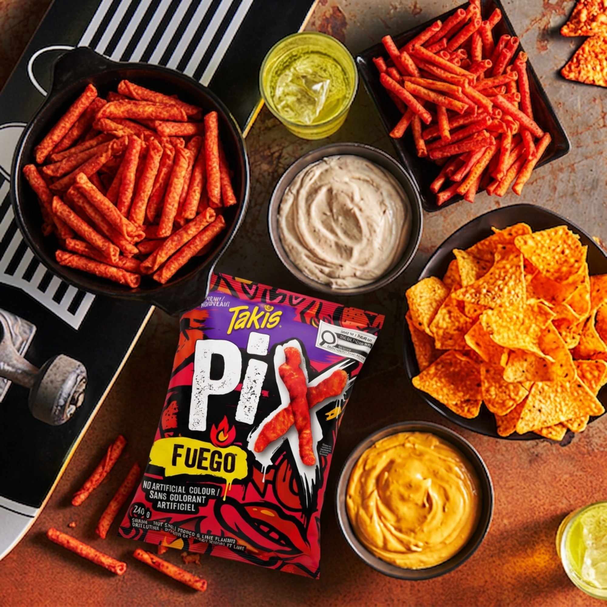 Takis Pix Fuego rolled tortilla chips shown for movie-night snacking