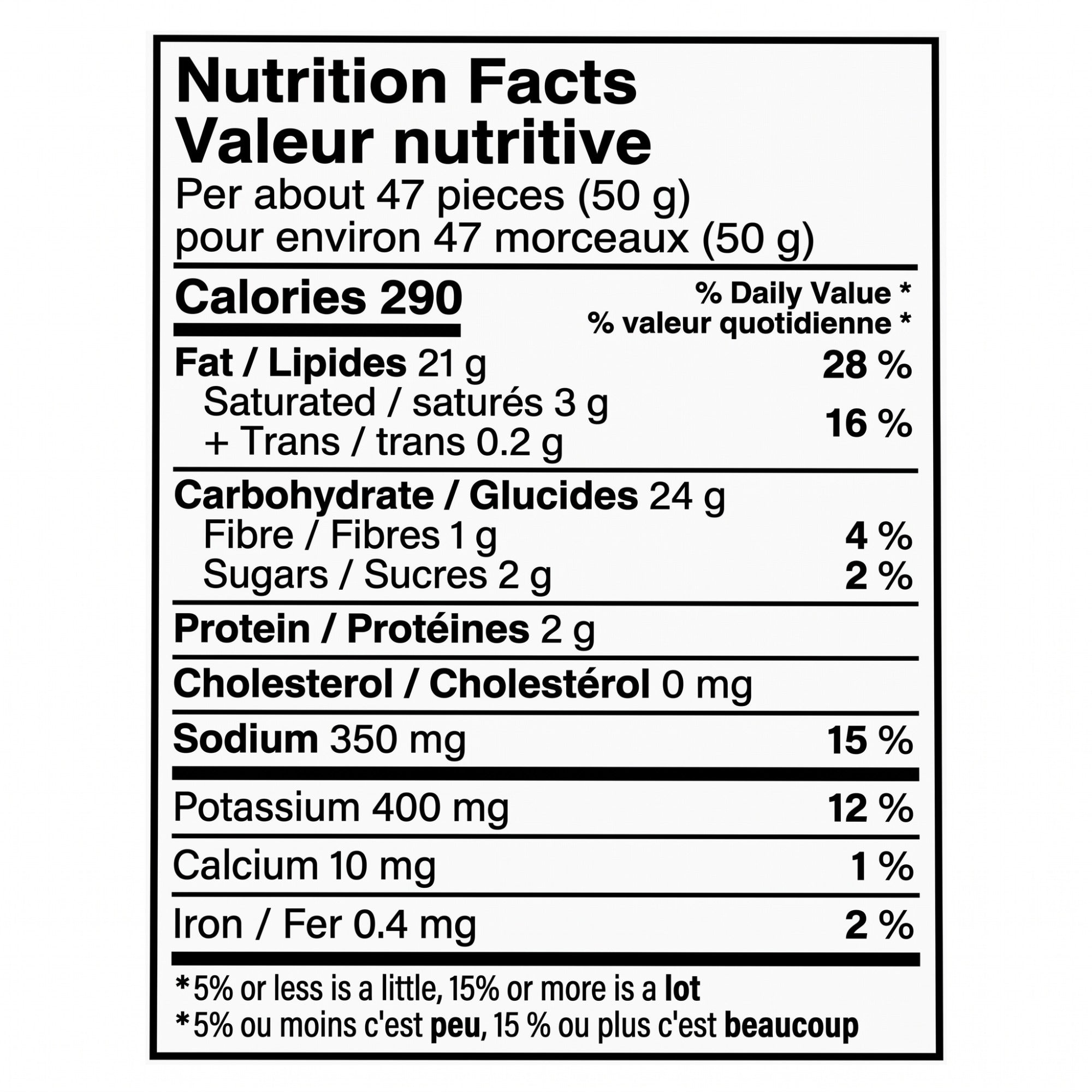 Nutrition facts label for Takis Pix Fuego rolled tortilla chips, 240 g