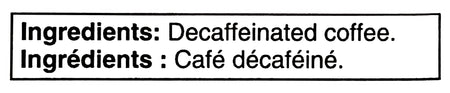 Tassimo Maxwell House Decaf coffee single serve discs, 14ct, 110g/3.9 oz. - Ingredients Label