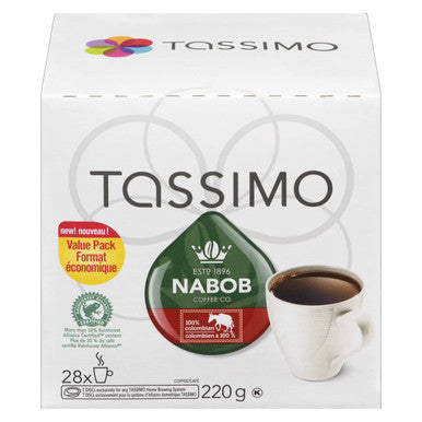 Tassimo Nabob 100% Colombian Coffee Single Serve T-Discs – 28 T-Discs box