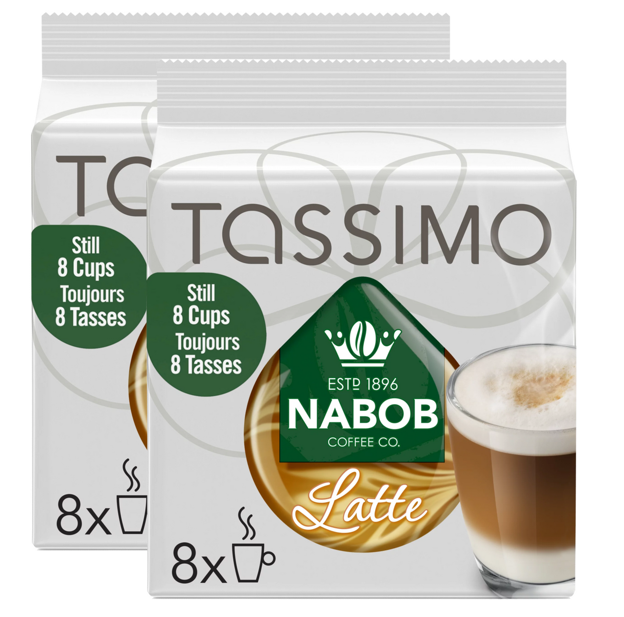 Tassimo Nabob Latte Single Serve T-Discs 8 Lattes (2 Pack) {Imported from Canada}