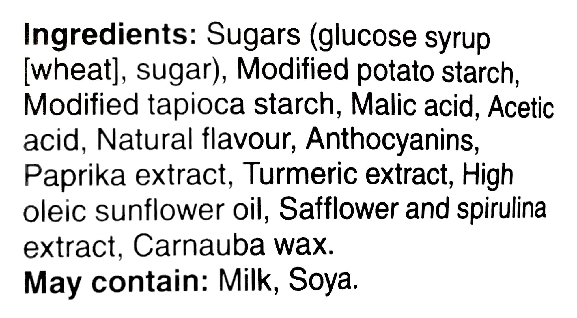 Taveners British Mix Gums, Fruity Flavors, 175g, ingredients label.