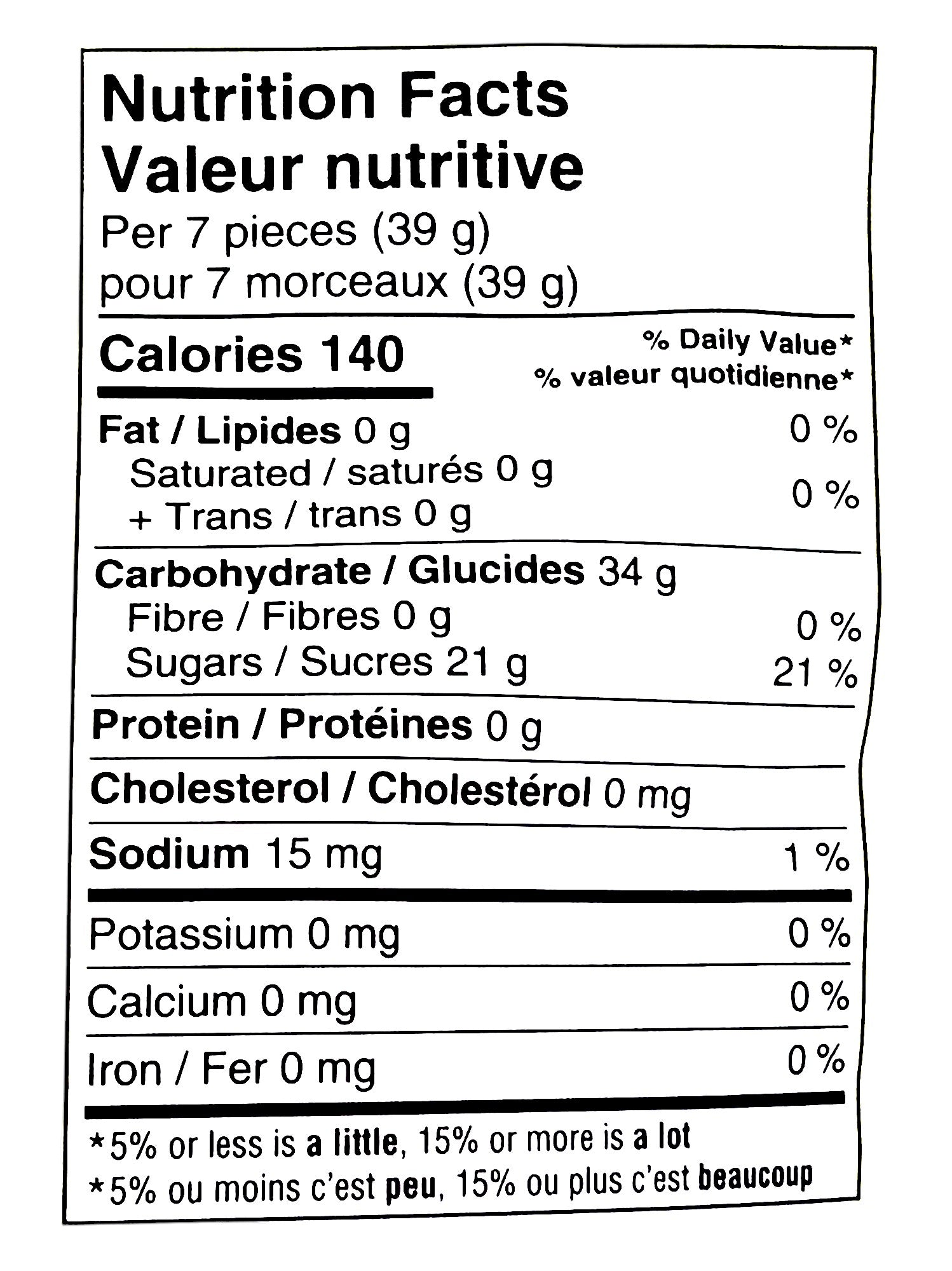 Taveners British Mix Gums, Fruity Flavors, 175g, nutrition facts label.