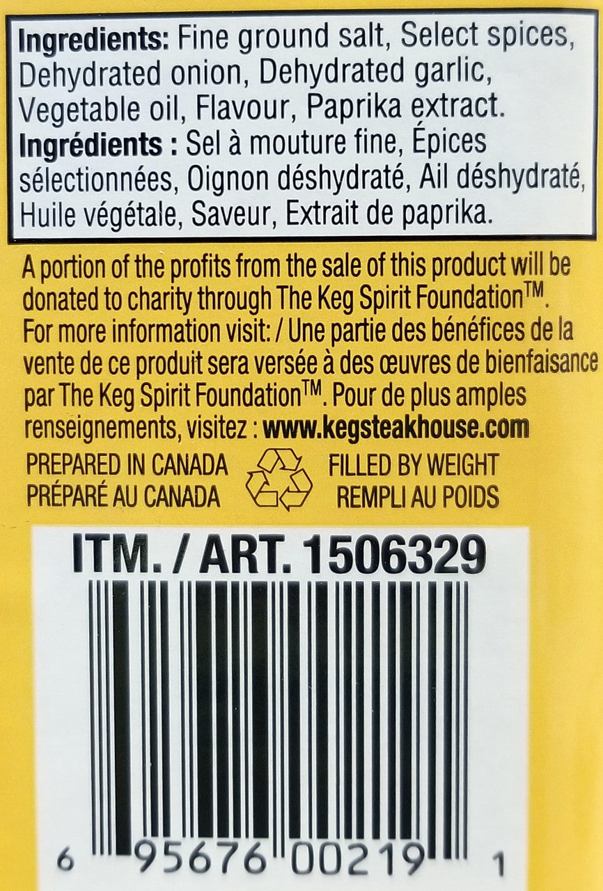 The Keg Steakhouse Chicken & Ribs Seasoning, No MSG Added, 750g/1.6 lbs Ingredients