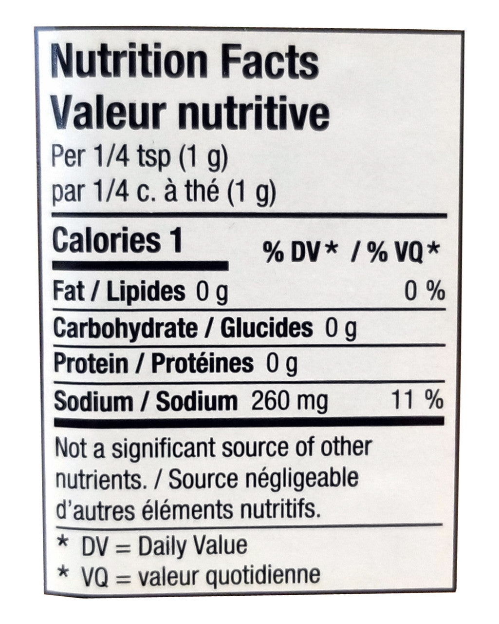 The Keg Steakhouse Chicken & Ribs Seasoning, No MSG Added, 750g/1.6 lbs Nutrition Facts Label